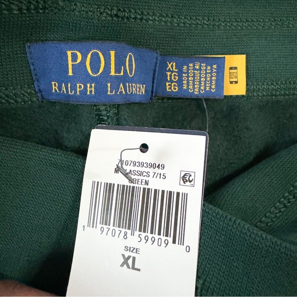 POLO RALPH LAUREN RL Athletic Fleece Sweatpants/Joggers Green Orange Pony - Picture 12 of 14
